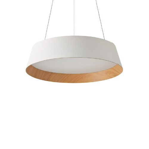 COLGANTE DE LED DIMERIZABLE 38W 3000K BLANCO C/MADERA 42CM